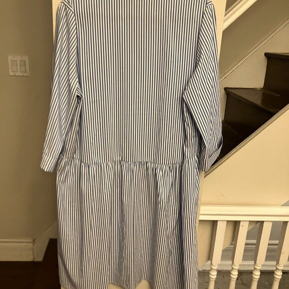 Blue and White Vertical Stripe Dress - Picture 5 of 7